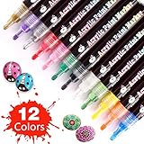 🍀[Cumple con todas las necesidades de bricolaje]: estos marcadores de pintura acrílica no solo pueden pintar piedras, también puede personalizar vidrio, tazas de café, madera, ventanas, telas, plásticos, cerámicas, cajas de regalo, huevos de avestruz, huevos de pascua, pinturas de Halloween, ropa y otros Bricolaje y manualidades.  Crea tu fantástica obra maestra. Esta es una excelente manera de pasar tiempo con sus hijos y aprender cosas nuevas.