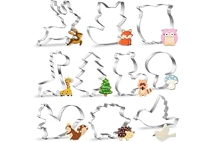 O-KINEE Cortadores Galletas Animales, Juego de 10 Cortadores de Galletas Infantiles, DIY Moldes Galletas, Moldes de Galletas Cortador Acero inoxidable para Pastel, Cookie, Fondant