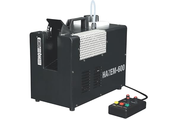 HQ-Power Machine à fumée avec télécommande, machine a fumee, machine à brouillard portable, smoke machine Halloween DJ, 600 W, réservoir 1,2L, projection 170 m³/min