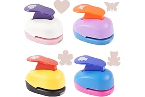 BHGT Papierstanzer 4 Stück Motivstanzer Set Papier Ausstanzer Motivlocher für Kinder DIY Scrapbook Fotoalbum Handwerk 15mm pro Stanzmotiv (Bunt A)