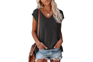 GENERIC Bluse Damen Elegant ärmellose t-Shirt Tops Shirt Oberteile Frauen Schwarz Kleidung Frau Sommer Shirts Top Damen V-Ausschnitte Tshirt Casual Rundhals Klamotten Teenager Mädchen