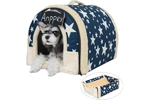 ANPPEX Igloo Dog House, Portable Cat Igloo Bed with Removable Cushion, 2 In 1 Washable Cozy Dog Igloo Bed Cat Cave, Foldable Non-Slip Warm for Pets Puppy Kitten Rabbit