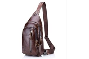 Xieben Leder Schultertasche Sling Brusttasche Crossbody Pack für Herren Damen