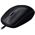 Logitech M100 Wired USB Mouse 3 Buttons 1000 DPI Optical Tracking, For left and right handed users, Compatible with PC, Mac, Laptop - Black