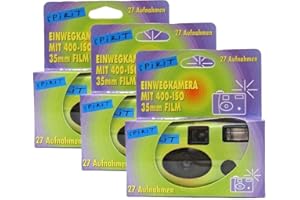 PHOTO PORST Lot de 3 appareils photo jetables 1A édition Spirit en vert, multicolore, avec flash, piles et film (lot de 3, 27 prises chacune)