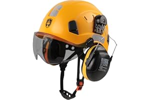 GREEN DEVIL Casque de Protection avec visière Transparente et Protection auditive - Casque de sécurité ABS réglable - Casque de Construction ventilé avec Casque Industriel en 397 (Vert)