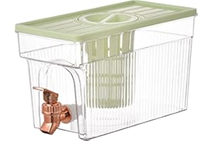 Dechoga Drinks Dispenser, 3L Fruit Infusing Water Dispenser Container, Refrigerator Cold Kettle with Tap, Iced Beverage Dispensers for Milk Ice Water Cocktail Juice(Green)