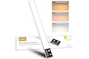 BOOTEEK Luz Armario con Sensor Movimiento, 30CM 2000mAh USB Recargable Luz LED Adhesiva 6500K 3 Modos Luz Nocturna Magnética Luces para Cocina, Armario, Escaleras [Clase de eficiencia energética G]