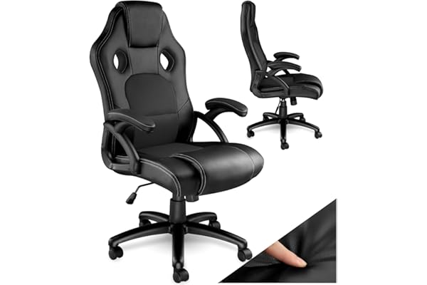 TecTake® Chaise de Bureau Fauteuil de Bureau Fauteuil pivotant Design Chaise Gaming, Siege Ergonomique, Fauteuil avec Accoudoirs, Rembourrage épais, Roulette, Hauteur réglable Teletravail