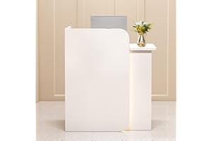 HPIRFYE Bancone Negozio Moderno, con Illuminazione Ambientale a LED e cassetti con Serratura，Reception Cassiere in Legno, Facile da installare，Adatto per Supermercati, Minimarket, Uffici(Style1)