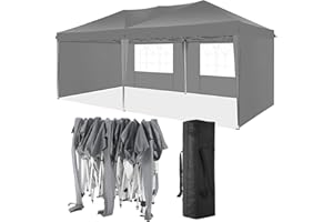 TOOLUCK Gazebo 3x6 with 4 Removable Sidewalls Pop up Gazebo for Parties Waterproof UPF50+ Protection Commercial Gazebo with Carry Bag,Gray