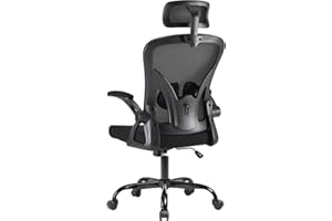 Farini Office Desk Chair with Flip-Up Armrest, High Back Ergonomic Computer Chair with Adjustable Headrest and Lumbar Support for Home and Office