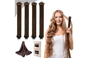 HWSWSH 4 Pz Bigodini Morbidi per Dormire, Bigodini Senza Calore con Sciarpa di Seta Kit, Bigodino Lungo per Boccoli, Bigodino Bacchette Flessibili con Ganci, Bigodino per Capelli Lunghi Medi e Corti