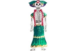 FANMEX - Fantastik - Figura de hojalata Mexicana con Calaveras - artesanía de Dia de Muertos (Catrina clásica)