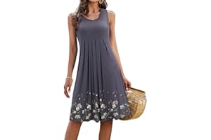 KILIG Summer Dresses for Women UK Beach Casual Sundress Ladies Sleeveless Tank Dress Midi Floral Cover Ups