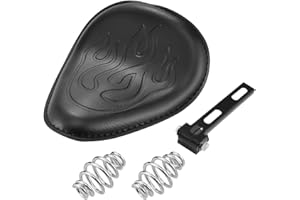 KaTur Rider Sella monoposto per motociclista Retro in pelle nera sottile Staffa di montaggio a molla da 3" per Harley Honda Yamaha Suzuki Sportster Bobber Chopper e applicazione personalizzata