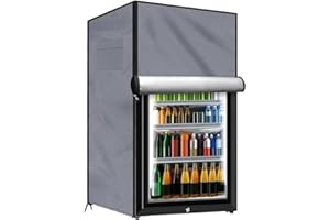 EASYBYMALL Copertura per frigorifero da esterno, 210D, resistente, impermeabile, per proteggere congelatori verticali e frigoriferi per bevande (grigio, 58 x 58 x 142 cm)