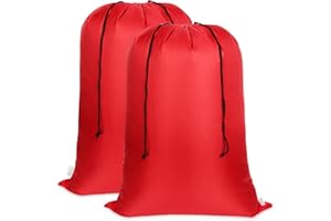 Asonen Large Laundry Bags 2 Pack, Two-way drawstring Tear-proof Portable Large Capacity Laundry Bags for Students, Apartments, Travel, Vacations, College (27 X 36 Inch, Red)