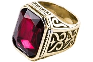 PAURO Herren Edelstahl Jahrgang Hochzeit Versprechen Zirkonia Ring mit Großem Stein