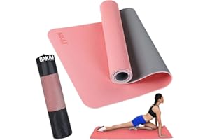 BAKAJI Tappetino Yoga in TPE Ecologioco Doppio Strato Antiscivolo Alta Densità Materassino Tappeto Allenamento Fitness Aerobica Palestra Ginnastica Dimensione 180 x 61 cm con Custodia