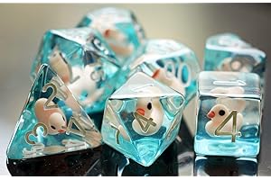 World of Dice Pen and Paper Würfel Set - Duck Edition - 7 Stück Pen & Paper Würfel, Entenwürfel aus Kunststoff, W20, W12, W10, W10.0, W8, W6, W4