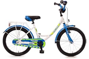Bachtenkirch Polizei Fahrrad 18 Zoll mit Seitenständer und Rücktrittbremse Jungen Mädchen Kinderfahrrad für Kinder ab 4 Jahren deutsche Polizei Modell 2023