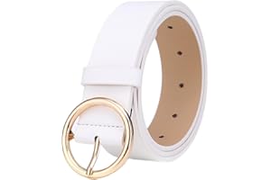 MESHIKAIER 41 * 1.3 Pouces Elegant Ceinture Femme en PU Cuir Casual Ceinture avec Boucle Métallique en Forme de Rond