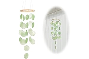 ZHITENG Scacciapensieri da Esterno, Campane a Vento 73 cm Campanelli Eolici a Conchiglia Acchiappasogni con Naturali Conchiglie, Decorazioni per Giardino Casa Albero Terrazzo (Verde)