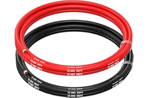 ‎MMOBIEL MMOBIEL 12 AWG silikonowy kabel elektroniczny – 3,31 mm², ocynkowany kabel miedziany – 2 oddzielne kable czerwone i czarne, każdy 1,5 m / 5 ft do RC, dronów, drukarek 3D, baterii, kabli głośnikowych,