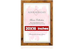 Alison Kingsgate Modern 20X16 Rustic Oak Picture Frame - Engineered Wood Photo Frame with Shatterproof Perspex Front - Ideal for Posters, Certificates & Artwork - Wall Mount or Tabletop Display