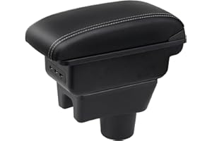 ‎YJYWZH YJYWZH Auto Armlehnen für Mitsubishi Space Star Armlehne 2014-2018 Doppelschicht Mittelkonsole Große Aufbewahrungsbox mit 3 USB-Ladeanschluss Schwarz