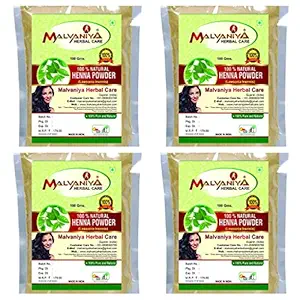 MALVANIYA HERBAL CARE HENNA POWDER FOR HAIR DYE/HAIR COLOUR (MEHANDI) Pack OF (4 x 100 Grams) = (400 Grams)