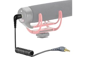 Geekria dla twórców 3,5 mm TRRS do TRS zwijany kabel mikrofonowy kątowy 0,5 m / 50 cm, kompatybilny z Rode SC7, VideoMicro, VideoMic GO II, bezprzewodowy GO II 1/8 męski na męski przewód mikrofonowy (czarny)