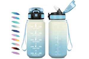 KOLLYKOLLA Gourde Enfant 500ml, Bouteille d'eau avec Marqueur de Temps et Paille, Étanche et Réutilisable, Gourde Motivation, Bouteille pour Enfant, Voyage, Yoga, Bureau, Vélo, l'école, Randonnée, Sport