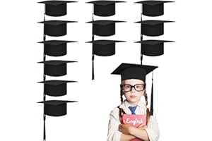 Sureio 12 Pieces Kindergarten Preschool Graduation Cap Kids Graduation Cap 2023 Shiny Graduation Hat with Tassel