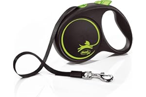 Flexi - FU22T5-251 -S CG - Leave for dogs - Board leash - Cat leash - Black Design M Tape 5m, Black/Green