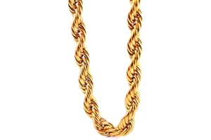 TUOKAY DIRECT TUOKAY Sparkling Large Gold Rope Chain for Women and Men, 11mm Thick Heavy Giant Faux Gold Rope Chain, Costume Necklace for Rapper, Rapper, Gangsta