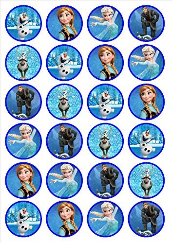 Frozen Edible PREMIUM THICKNESS SWEETENED VANILLA, Wafer Rice Paper Cupcake Toppers/Decorations by Cian's Cupcake Toppers Ltd