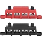Busbar Power Distribution Block, 2 Pieces Screw M8 Busbar 4 Terminals Max 48V 250A Battery Busbar Connections Block