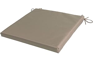 SOFTILLO Waterproof Patio Chair Cushion with Seat Ties - Indoor and Outdoor Furniture Seating - Water-Resistant Polyester - Kitchen Dining, Lawn & Garden, Coffee Shop Use - 36 x 36 cm - Khaki