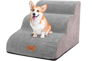 MAYCOLY Schody dla małych psów, 3 stopnie, 40 cm wysokości, zdejmowane, zmywalne, miękkie, spadające, z pianki, antypoślizgowe schodki dla kota, na łóżko, sofę, kanapę, AUT