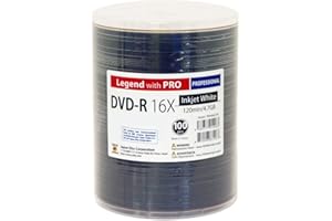 SMARTBUY 100 Pack DVD-R Legend with PRO JDC TY 16X 4.7GB 120Min White Inkjet Hub Printable Blank Recordable Disc
