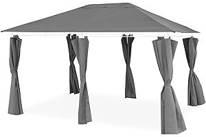 Alice's Garden - Ensemble Complet Toile de Toit et Rideaux Gris pour tonnelle 3x4m Divio - Toile de Rechange pergola. Toile de Remplacement