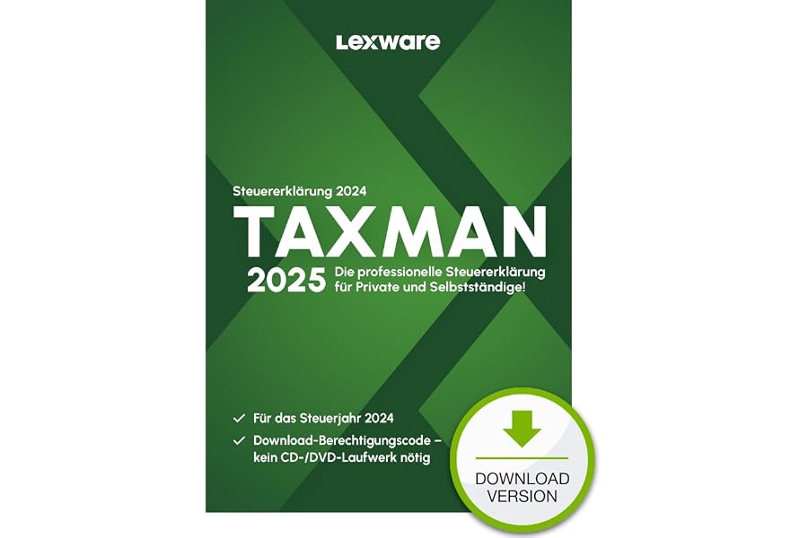 TAXMAN 2025 (für Steuerjahr 2024)Download Steuererklärungs-Software für Arbeitnehmer, Rentner u. Pensionäre, Familien, Studen