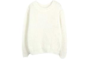 Fuxiang Pullover Mohair Winterpulli Damen Frauen Warme Pullis Rundhals Longpullover Oversize Schöne Kuschelpullover Mantel Sweatshirt Sweaters Sweatjacke Herbst Winter