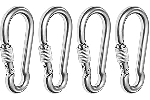 dismboon M8 Safe Lock Carabiner Clip, Heavy Duty 304 Stainless Steel Snap Hook Carabiner Hook for Outdoor Climbing Hiking Camping Fishing Boats Backpacks Chains Hanging Swing Hammock