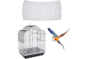 DreamAug Bird Cage Cover, Stretchy Suitable for 150cm-200cm, Budgie Cage Cover, Bird Cage Seed Catcher, White