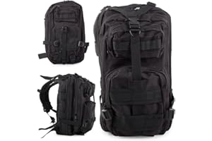 VERK GROUP Zaino Militare 30 litri - Zaino Militare Nero Uomo, Donna per Crossfit, Zaino da Campeggio, Viaggio, Zaino Tecnico. Zaino Tattico Militare e di Alta Capacità e Resistenza Zainetto Militare.