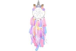 MHJY Acchiappasogni a forma di unicorno, grande acchiappasogni per bambine, accessorio fatto a mano, colorato, decorazione da appendere alla parete, per la cameretta dei bambini, regalo di compleanno