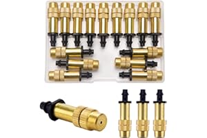 VooGenzek 15 Piezas Pulverizador de Nebulización de Latón Ajustable, Aspersores Atomizadores, Boquilla Atomizadora de Cobre, para Riego de Jardín Riego de Plántulas de Invernadero
